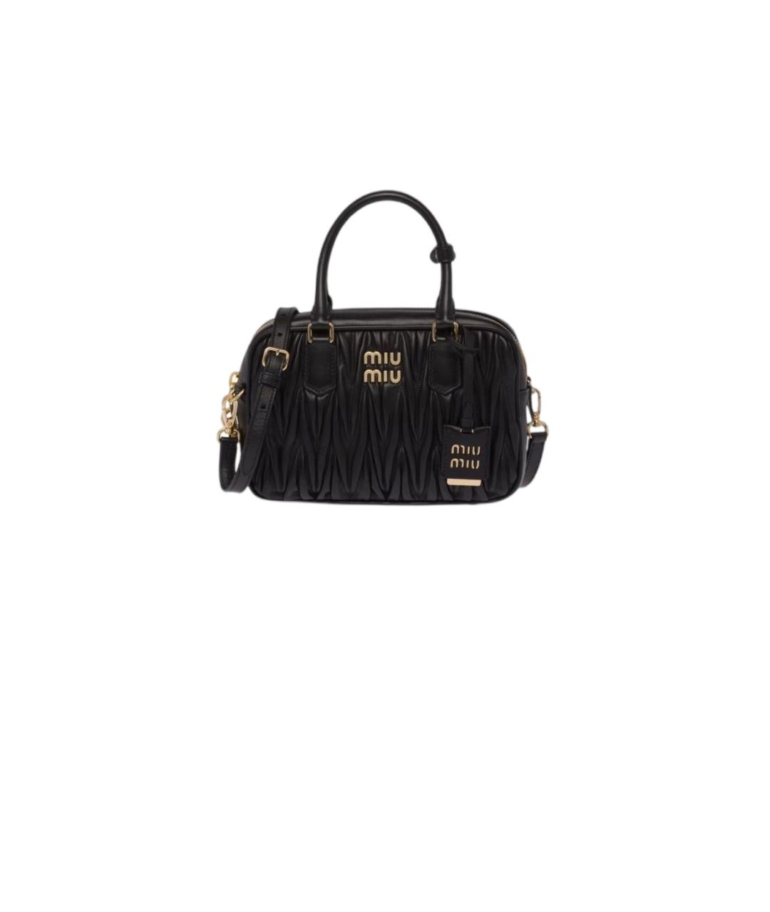 MIU MIU Черная кожаная сумка с короткими ручками, фото 6