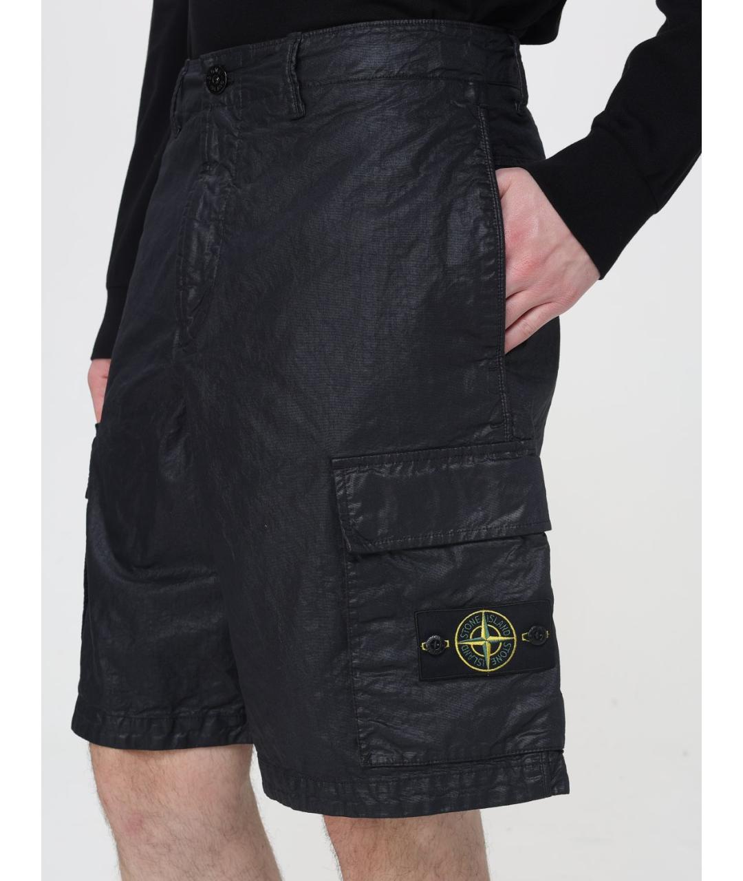 STONE ISLAND Черные полиамидовые шорты, фото 4