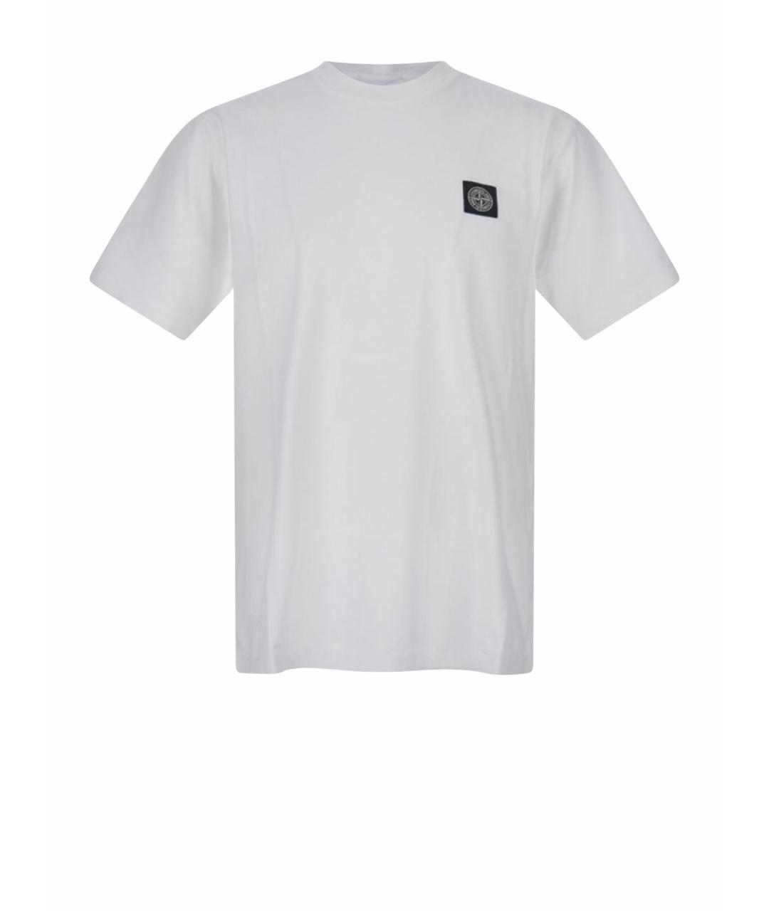 STONE ISLAND Белая хлопковая футболка, фото 1