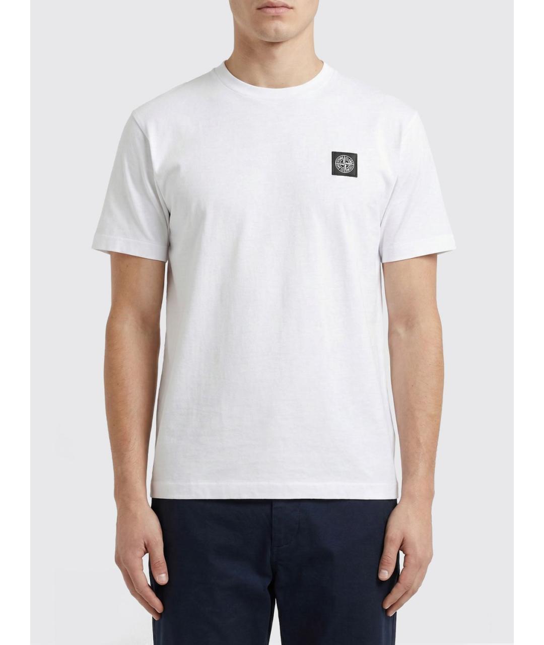 STONE ISLAND Белая хлопковая футболка, фото 2