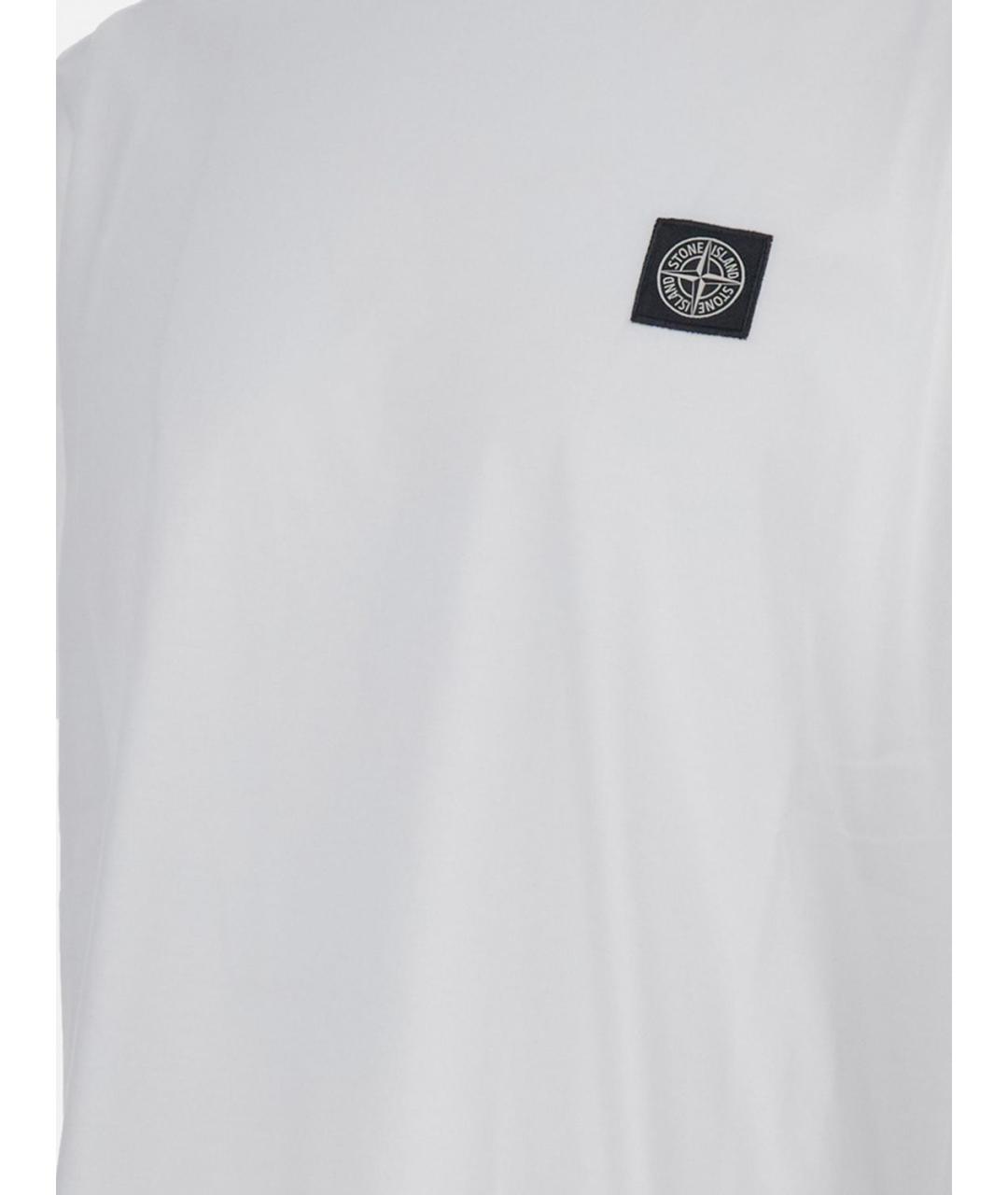 STONE ISLAND Белая хлопковая футболка, фото 4