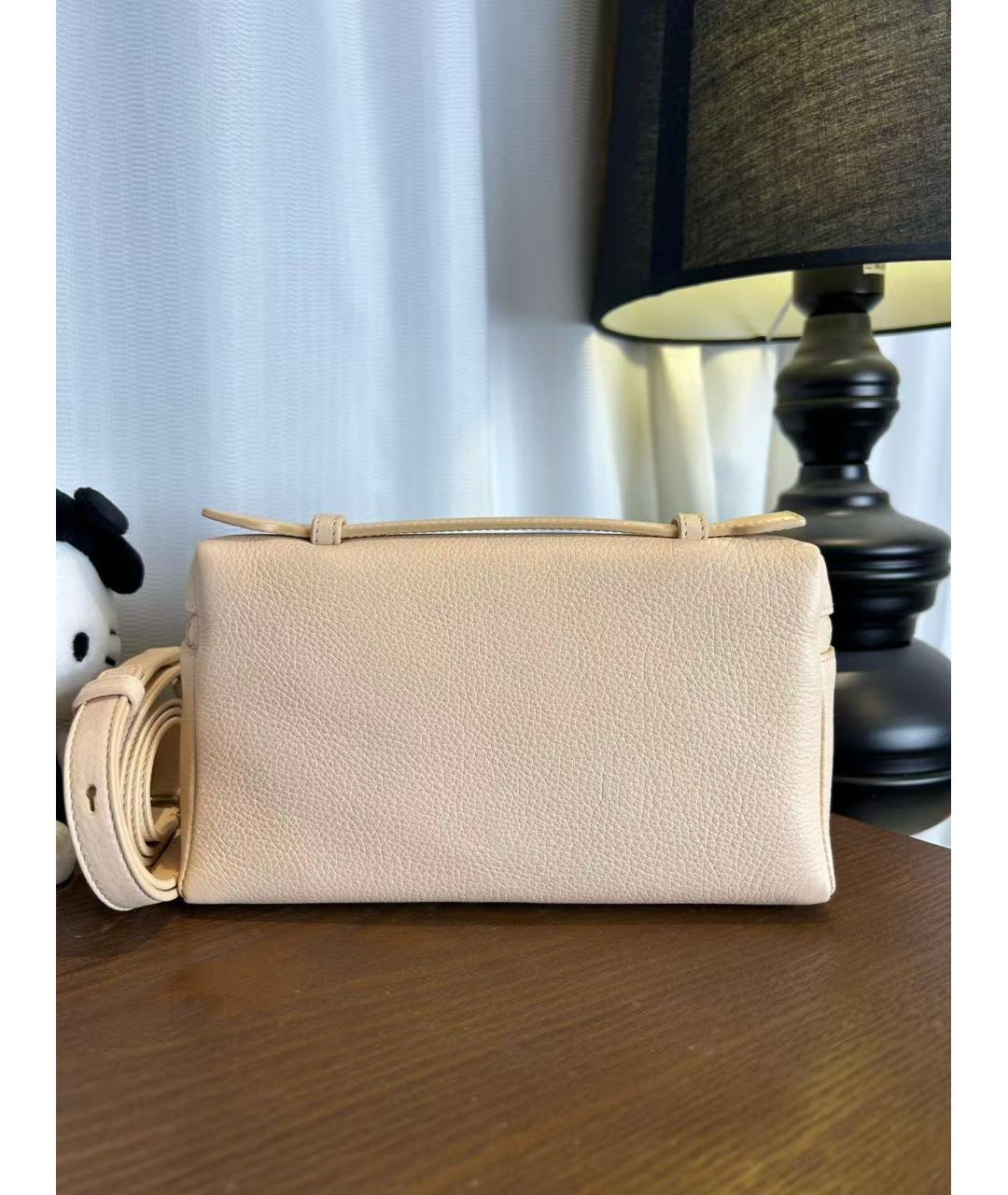 LORO PIANA Бежевая кожаная сумка с короткими ручками, фото 2