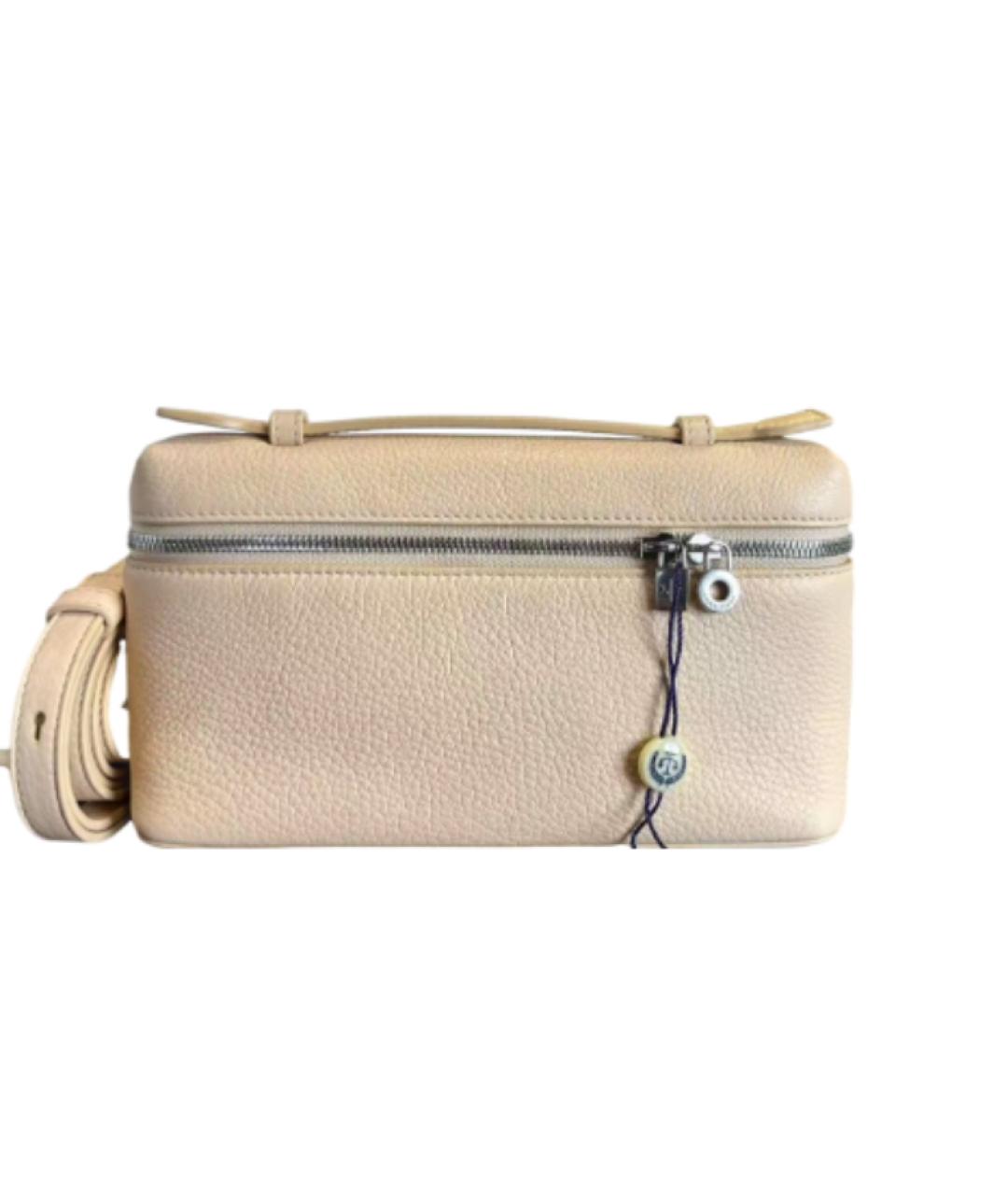 LORO PIANA Бежевая кожаная сумка с короткими ручками, фото 1