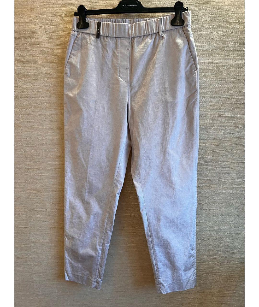 PESERICO Бежевые хлопковые брюки узкие, фото 9