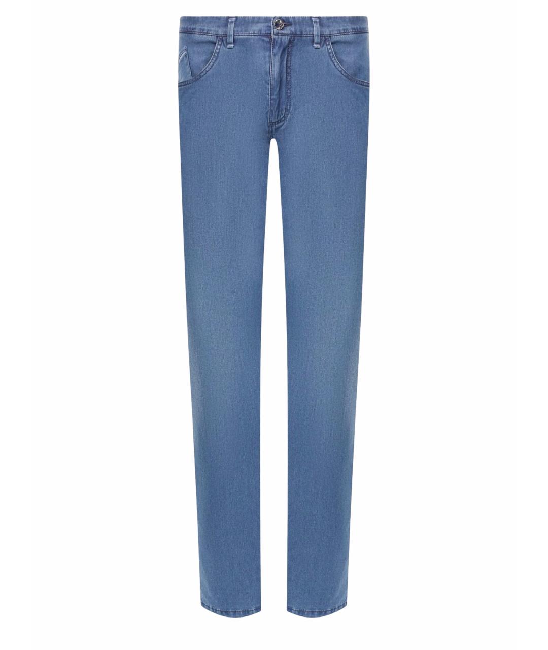 ZILLI Синие хлопко-эластановые прямые джинсы, фото 1