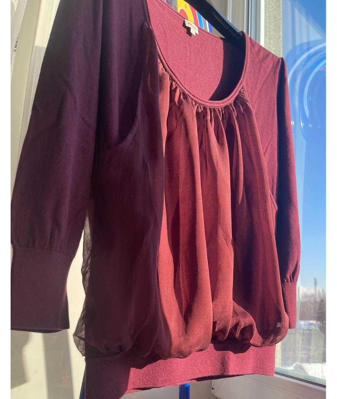 KENZO Бордовая шелковая блузы, фото 3