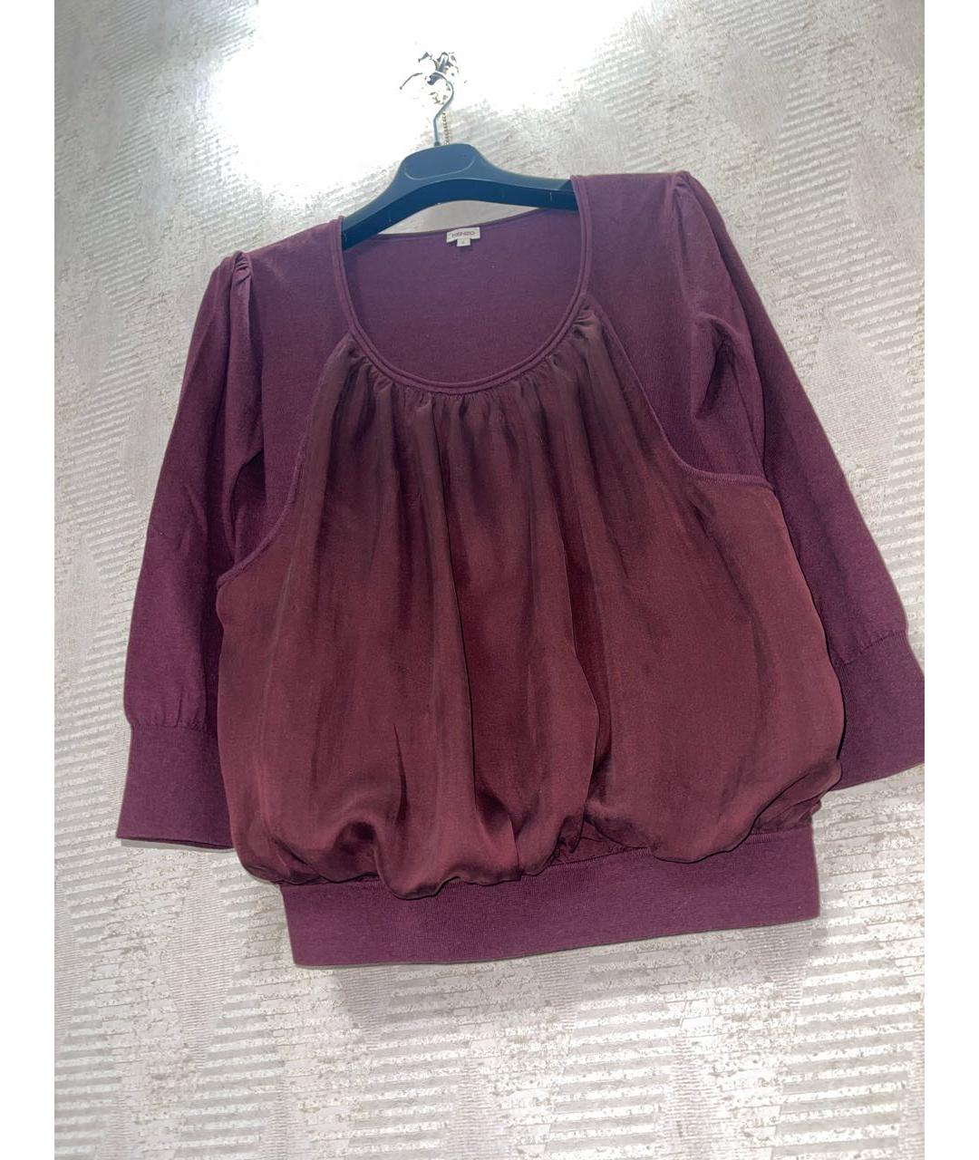 KENZO Бордовая шелковая блузы, фото 8