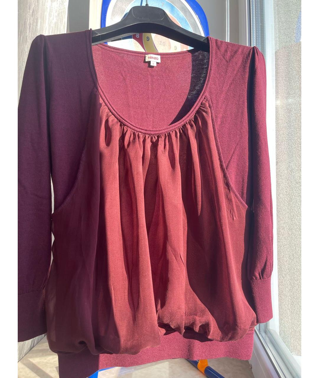 KENZO Бордовая шелковая блузы, фото 2