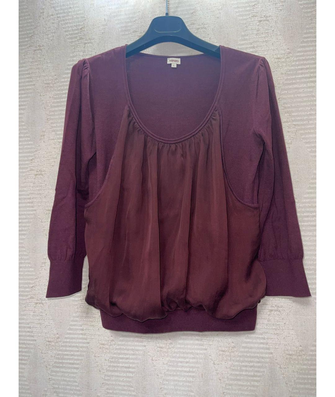 KENZO Бордовая шелковая блузы, фото 5