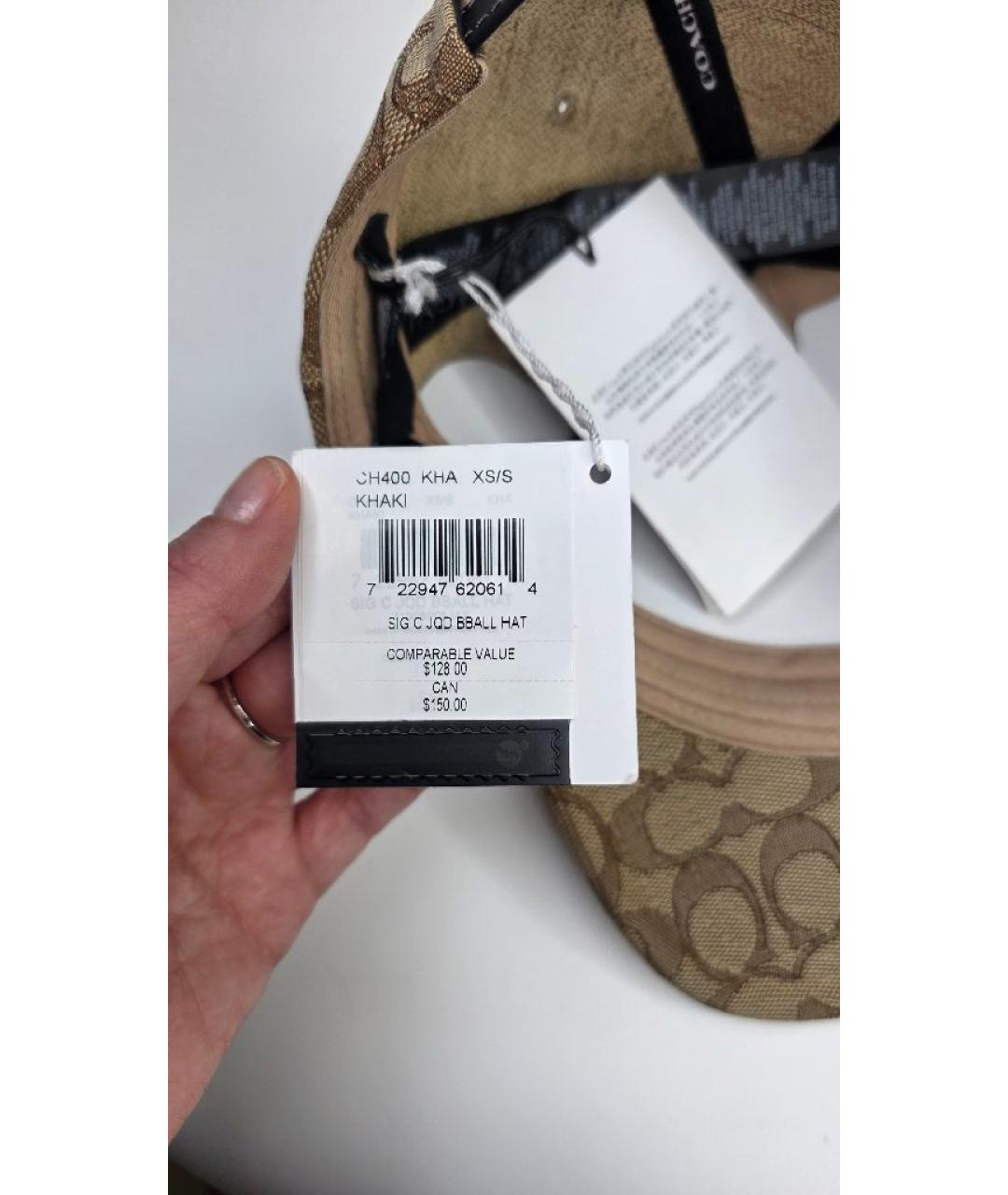 COACH Коричневая хлопковая кепка, фото 5