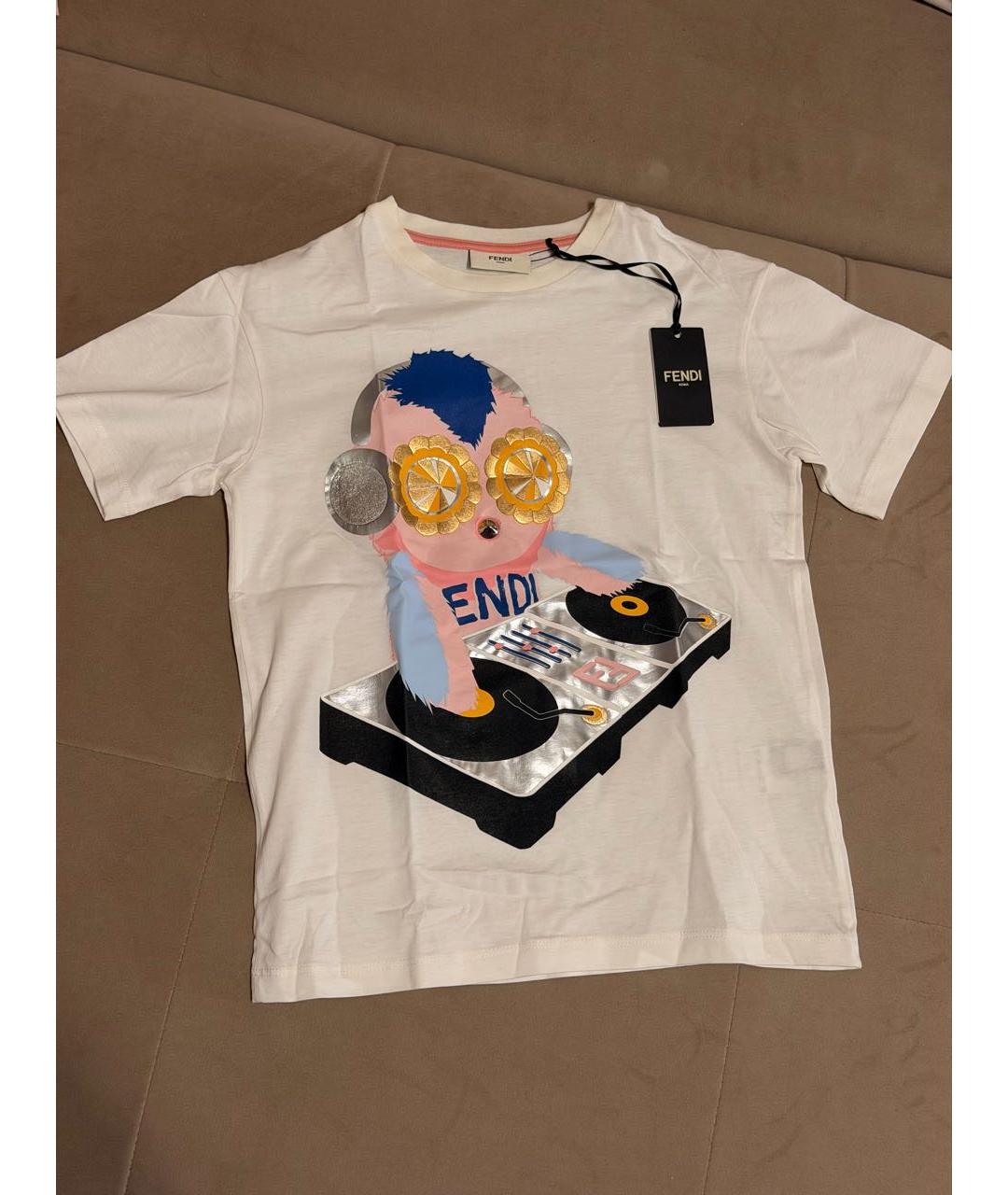 FENDI Белый хлопковый детская футболка / топ, фото 9