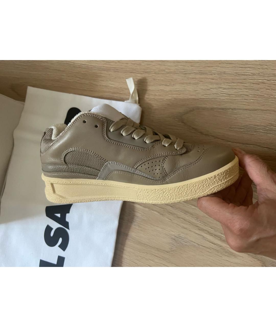 JIL SANDER Коричневые кожаные кроссовки, фото 4