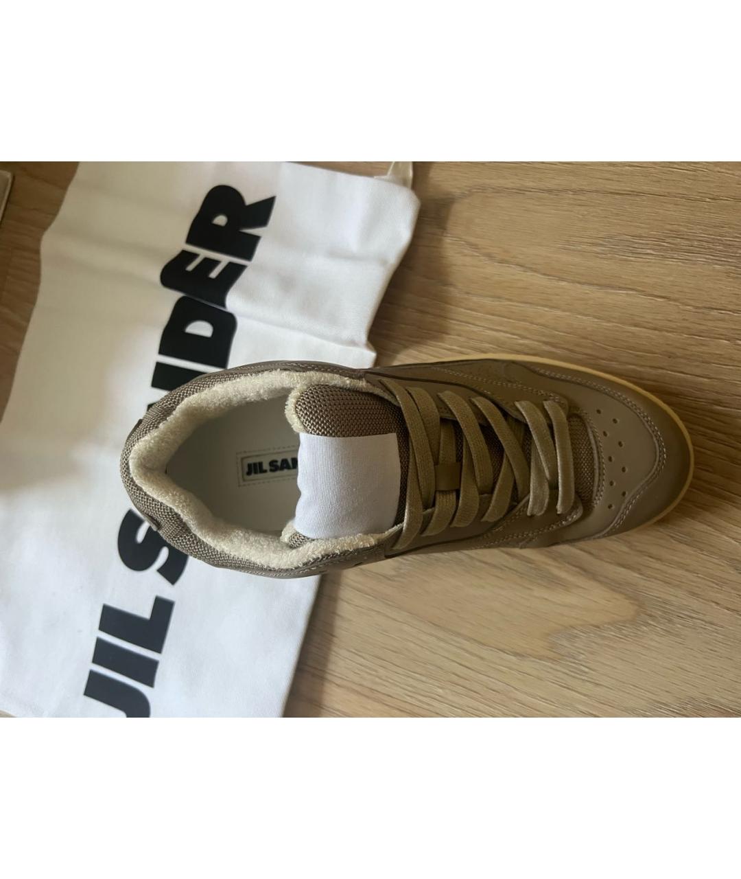 JIL SANDER Коричневые кожаные кроссовки, фото 5