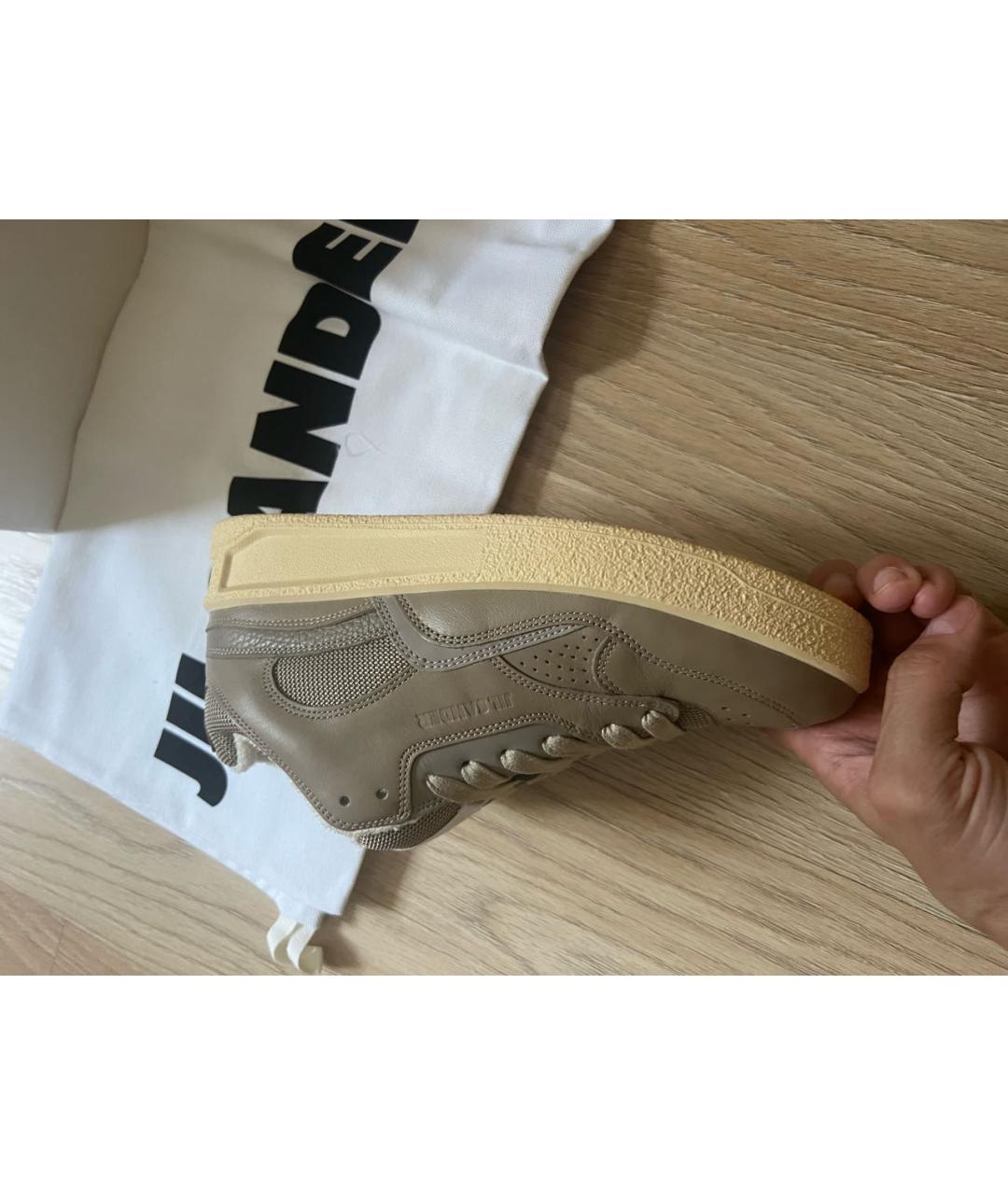 JIL SANDER Коричневые кожаные кроссовки, фото 3