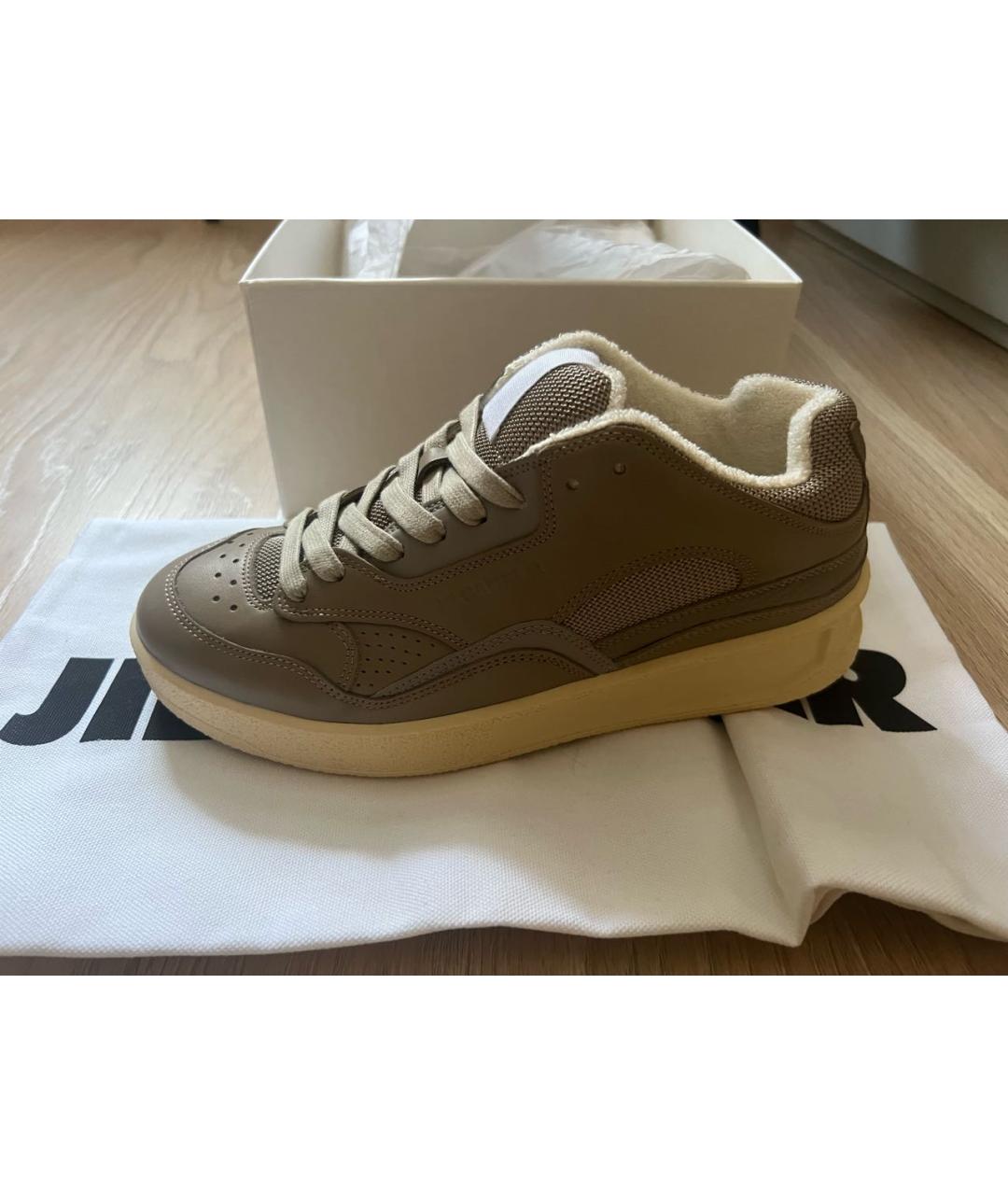 JIL SANDER Коричневые кожаные кроссовки, фото 6