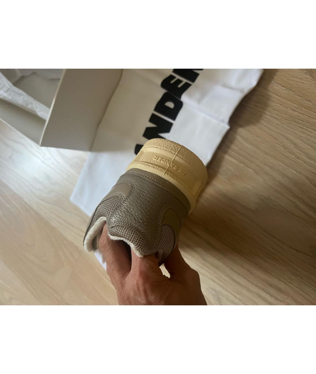 JIL SANDER Коричневые кожаные кроссовки, фото 2