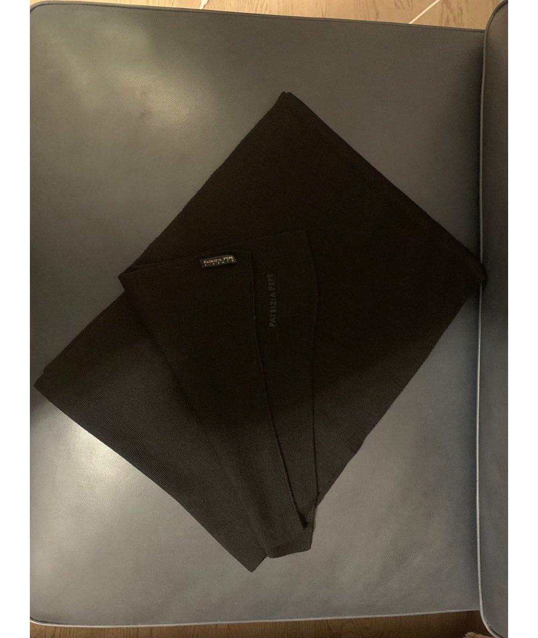 PATRIZIA PEPE Черный шерстяной шарф, фото 4