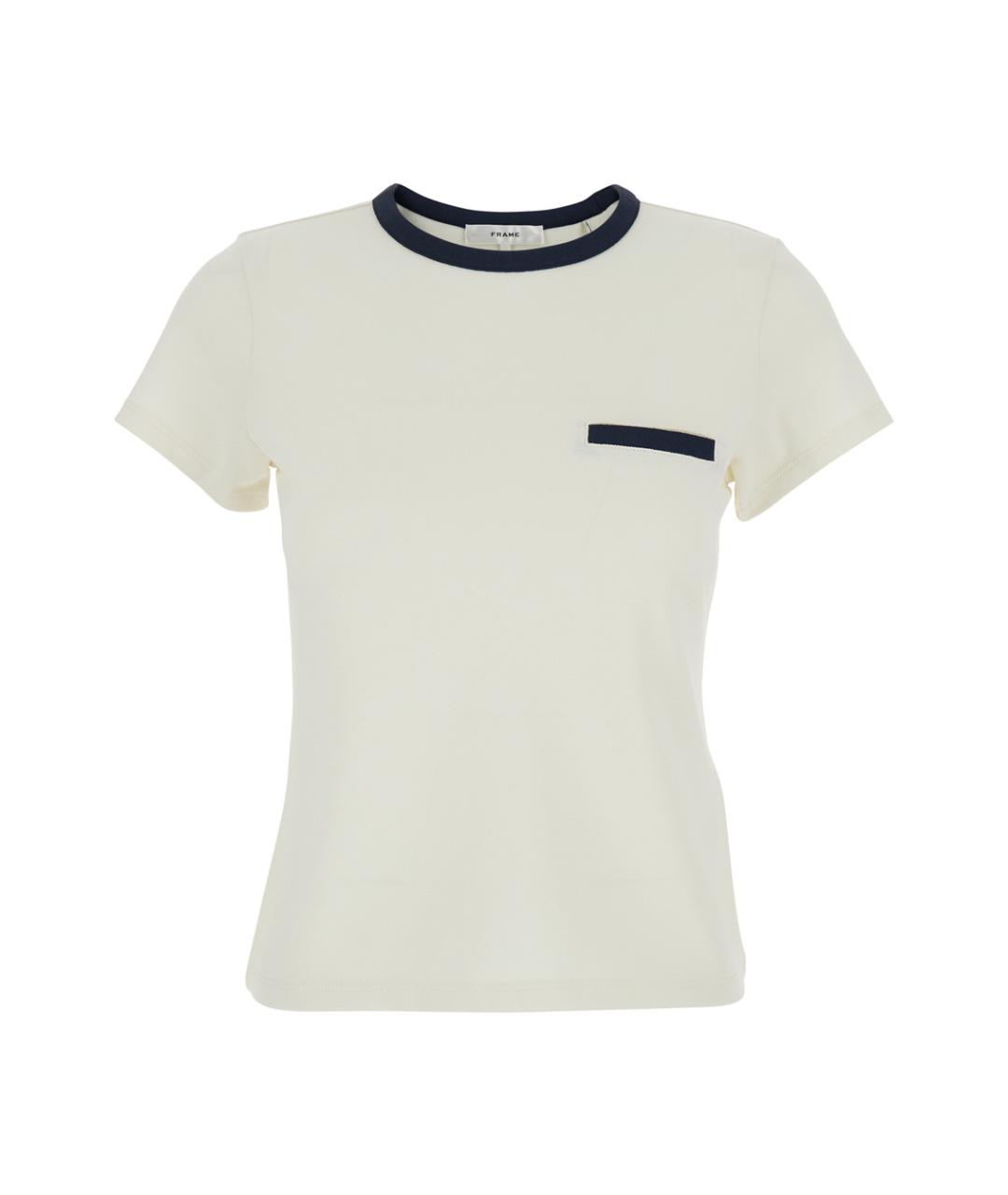 FRAME Белая хлопковая футболка, фото 1