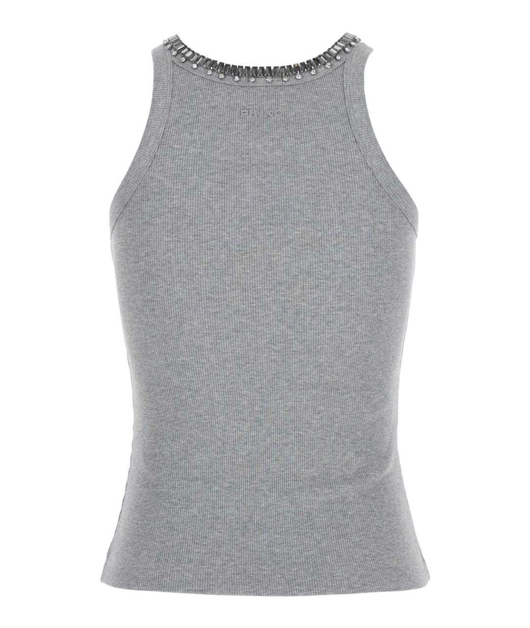 PINKO Серая хлопковая майка, фото 2