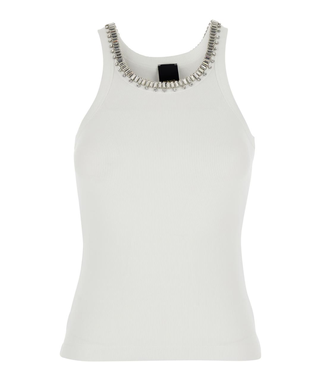 PINKO Белая хлопковая майка, фото 1