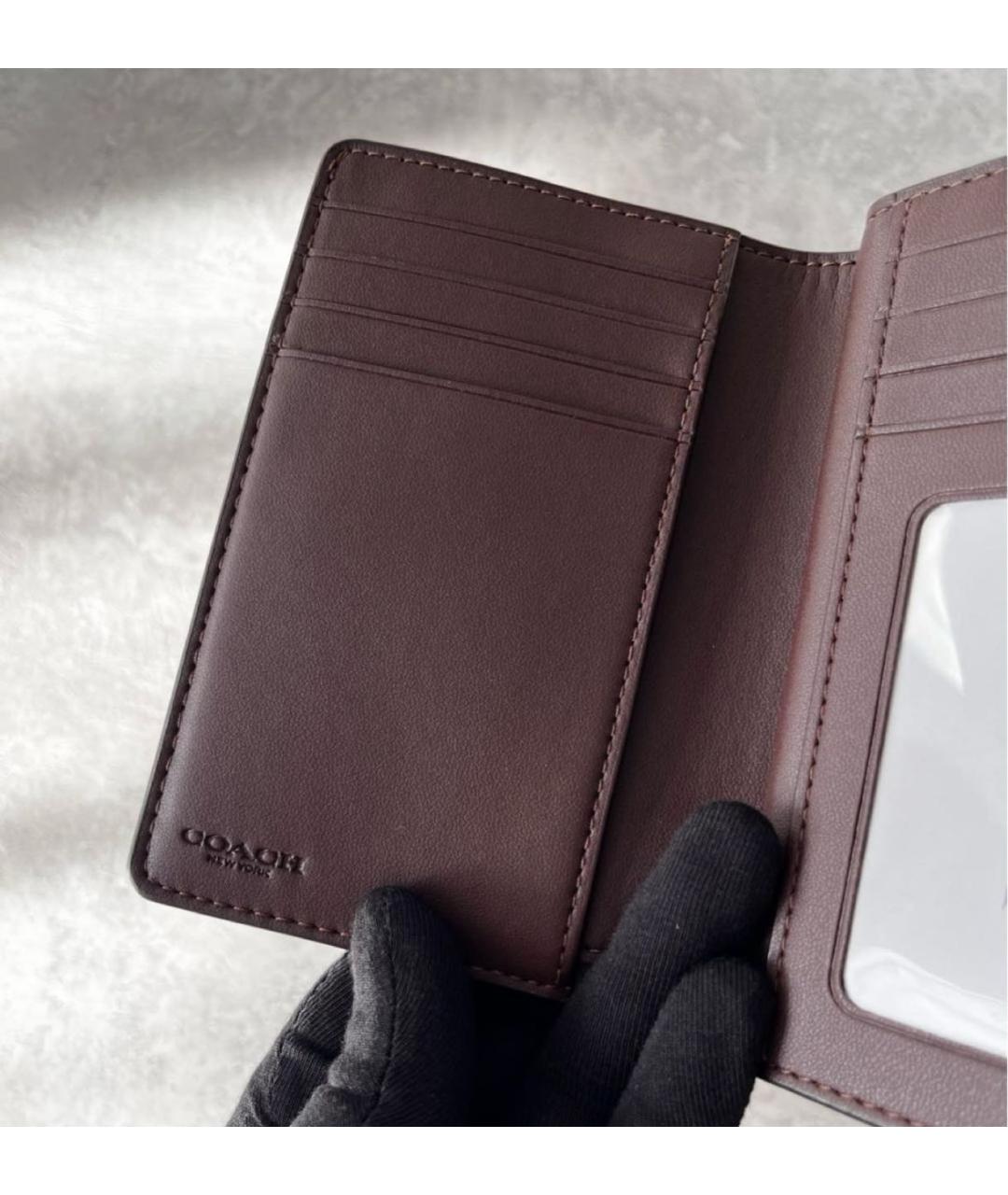 COACH Коричневый кожаный кошелек, фото 5