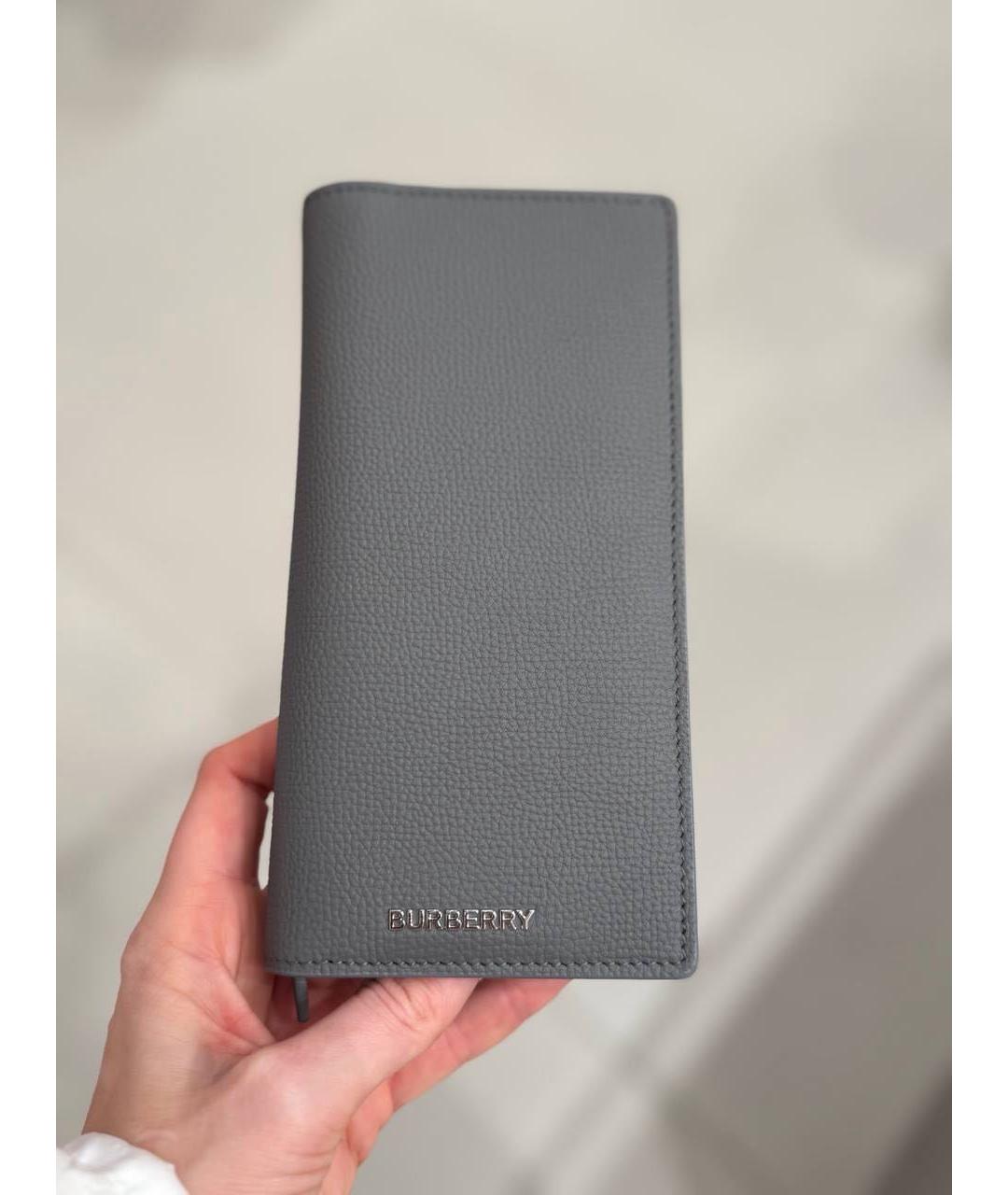 BURBERRY Серый кожаный кошелек, фото 3