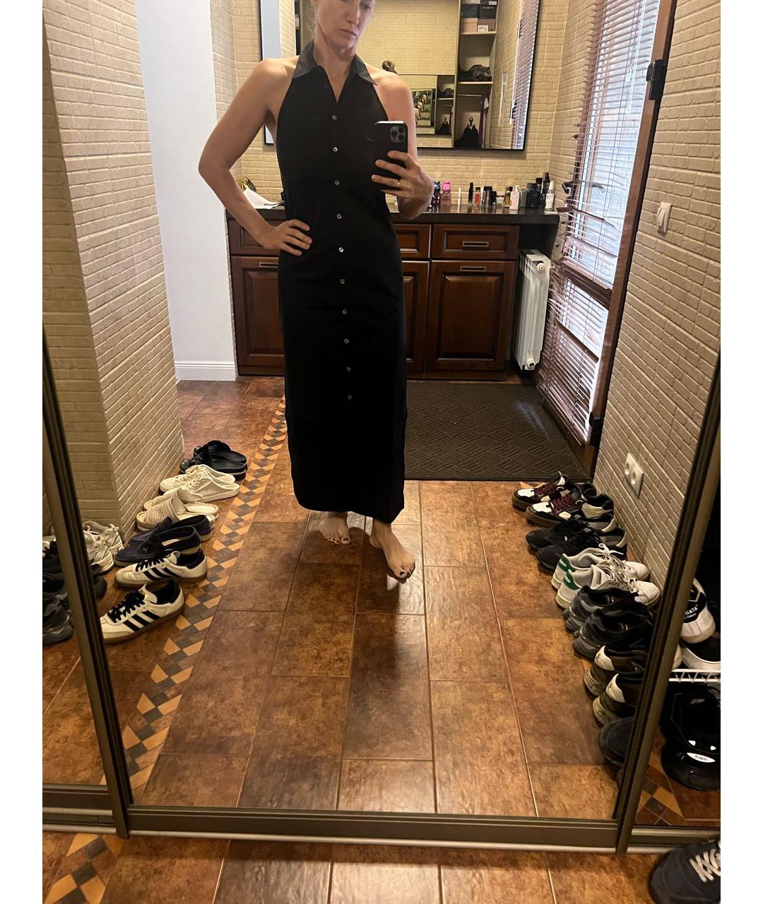 PESERICO Черное хлопко-эластановое повседневное платье, фото 8