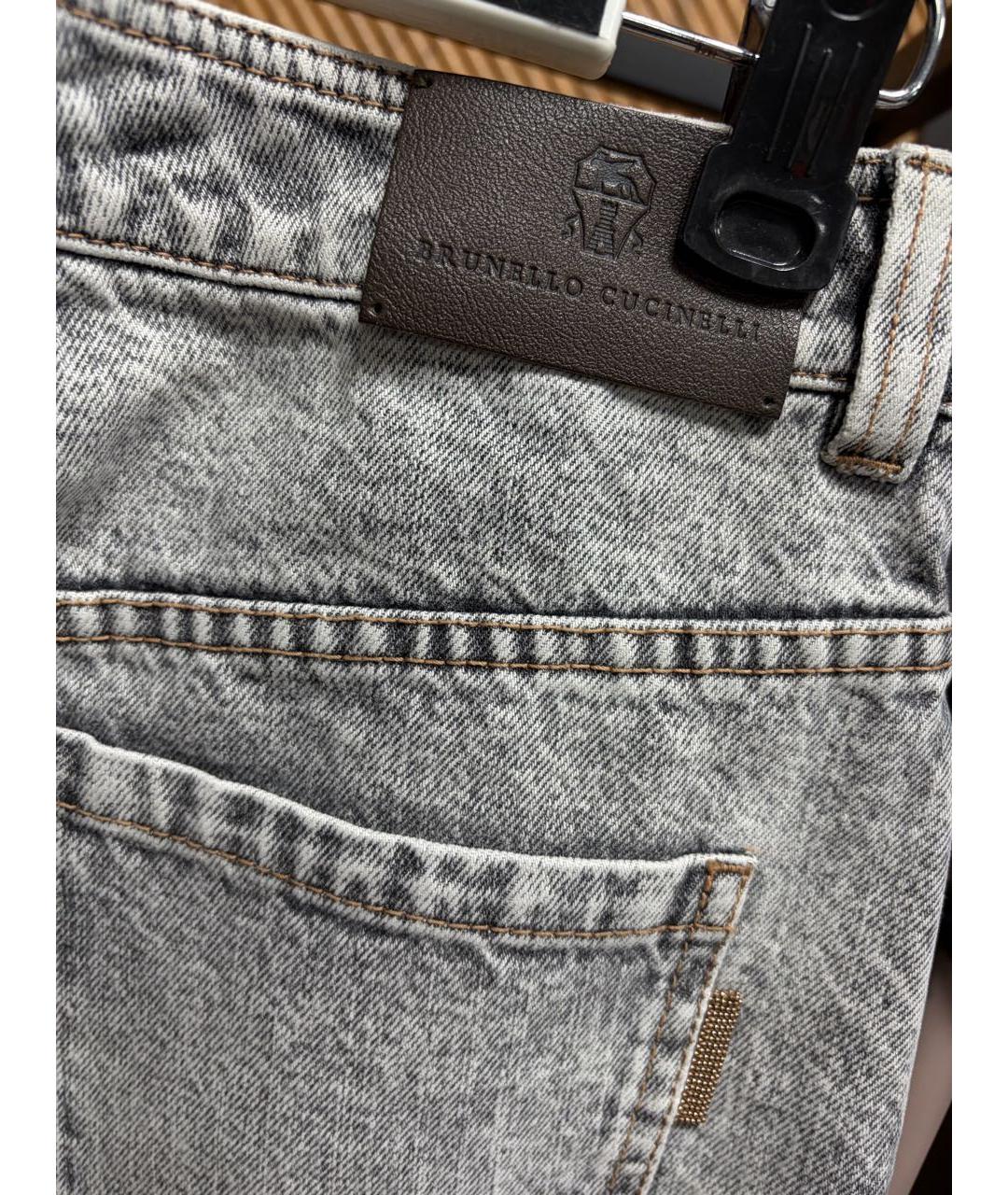 BRUNELLO CUCINELLI Серые хлопковые джинсы слим, фото 5