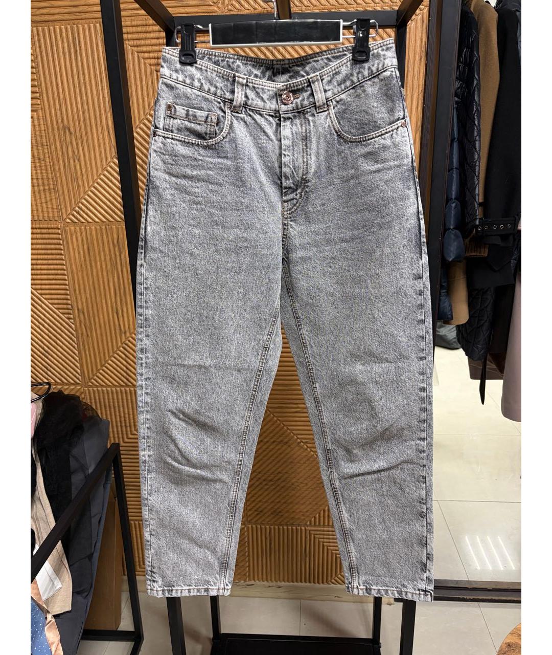 BRUNELLO CUCINELLI Серые хлопковые джинсы слим, фото 6