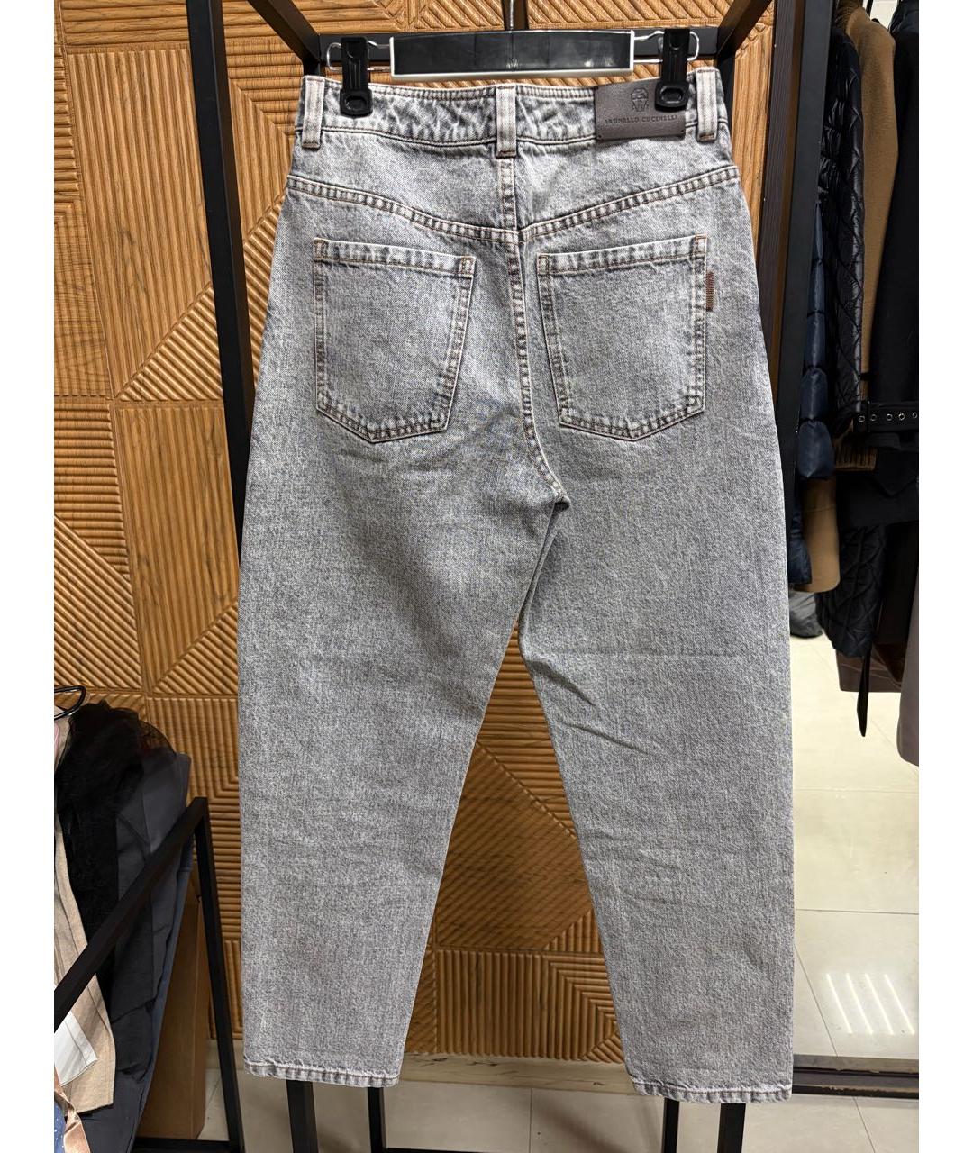 BRUNELLO CUCINELLI Серые хлопковые джинсы слим, фото 4