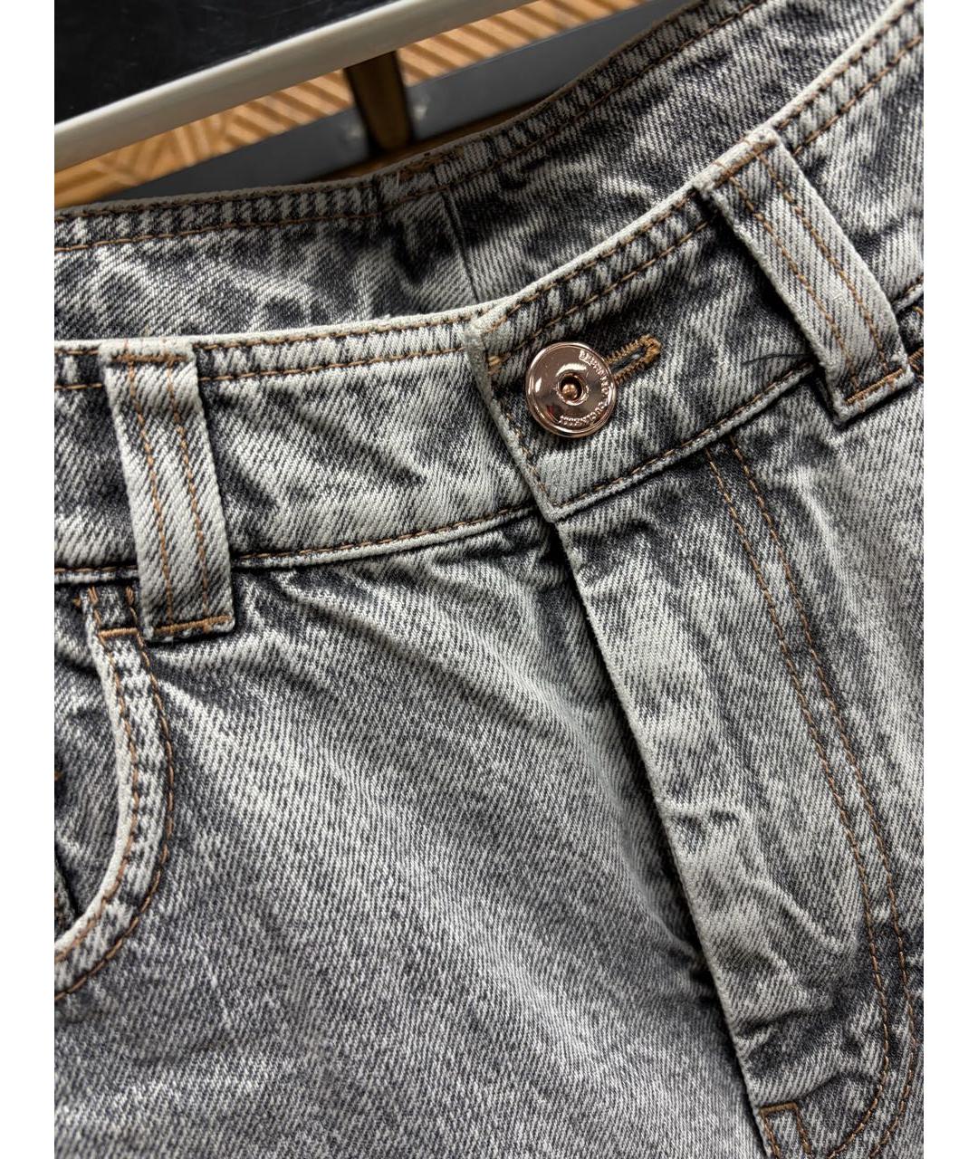 BRUNELLO CUCINELLI Серые хлопковые джинсы слим, фото 2
