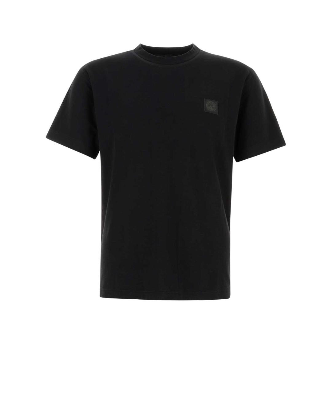 STONE ISLAND Черная хлопковая футболка, фото 1