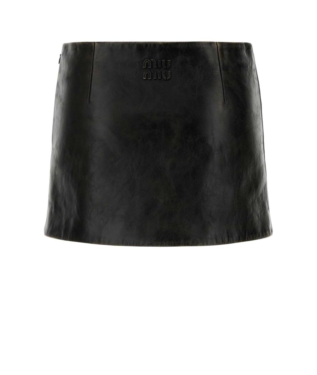 MIU MIU Черная вискозная юбка мини, фото 2