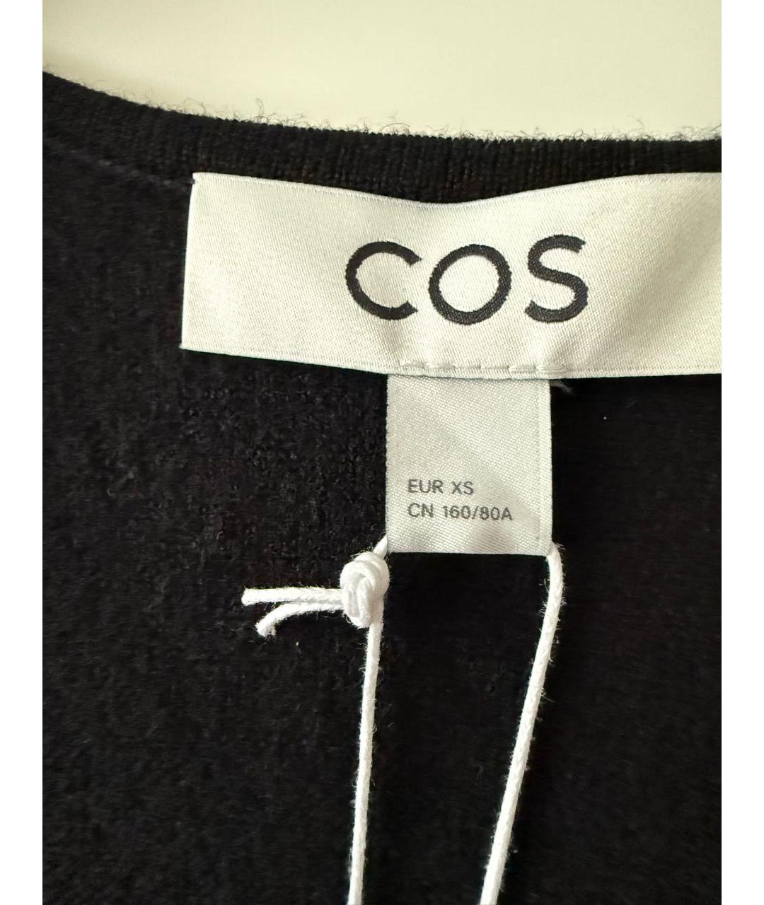 COS Черное шерстяное повседневное платье, фото 3