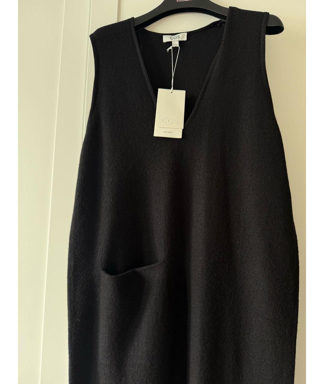 COS Черное шерстяное повседневное платье, фото 4