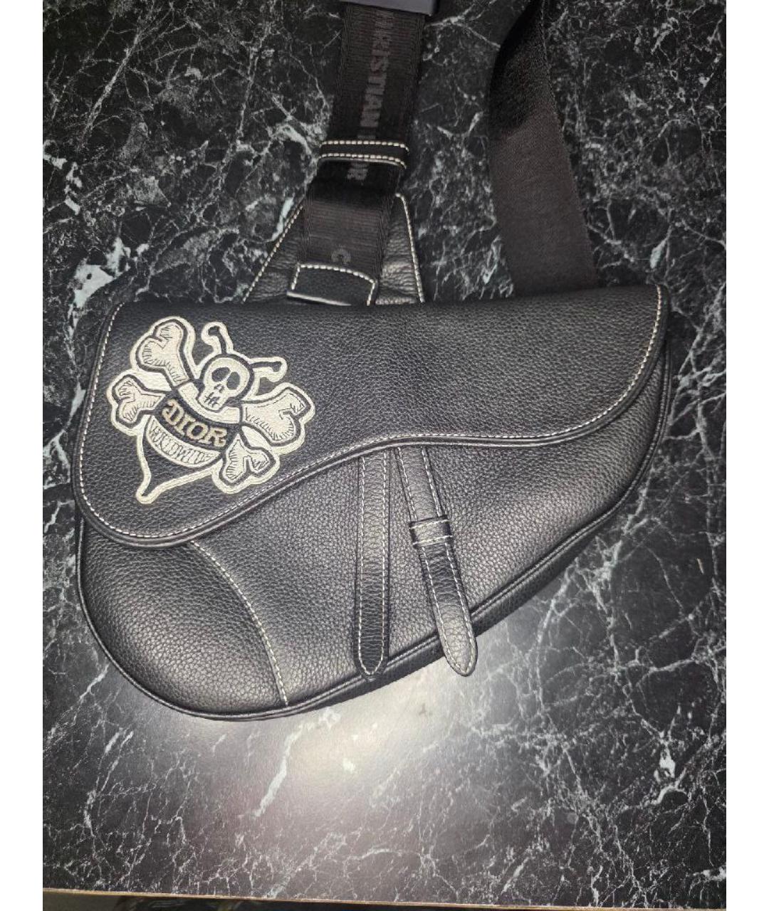 CHRISTIAN DIOR Черная кожаная барсетка, фото 8