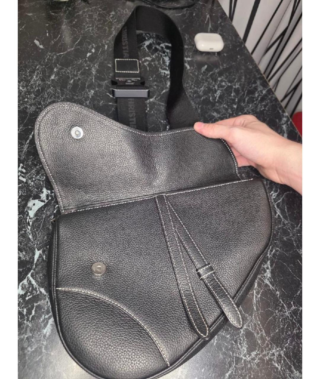 CHRISTIAN DIOR Черная кожаная барсетка, фото 4