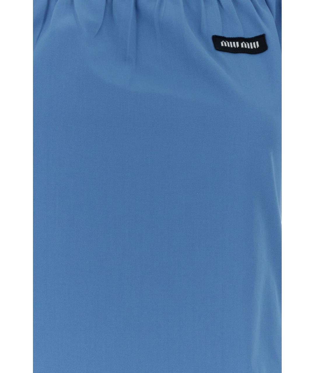 MIU MIU Голубое хлопковое повседневное платье, фото 3