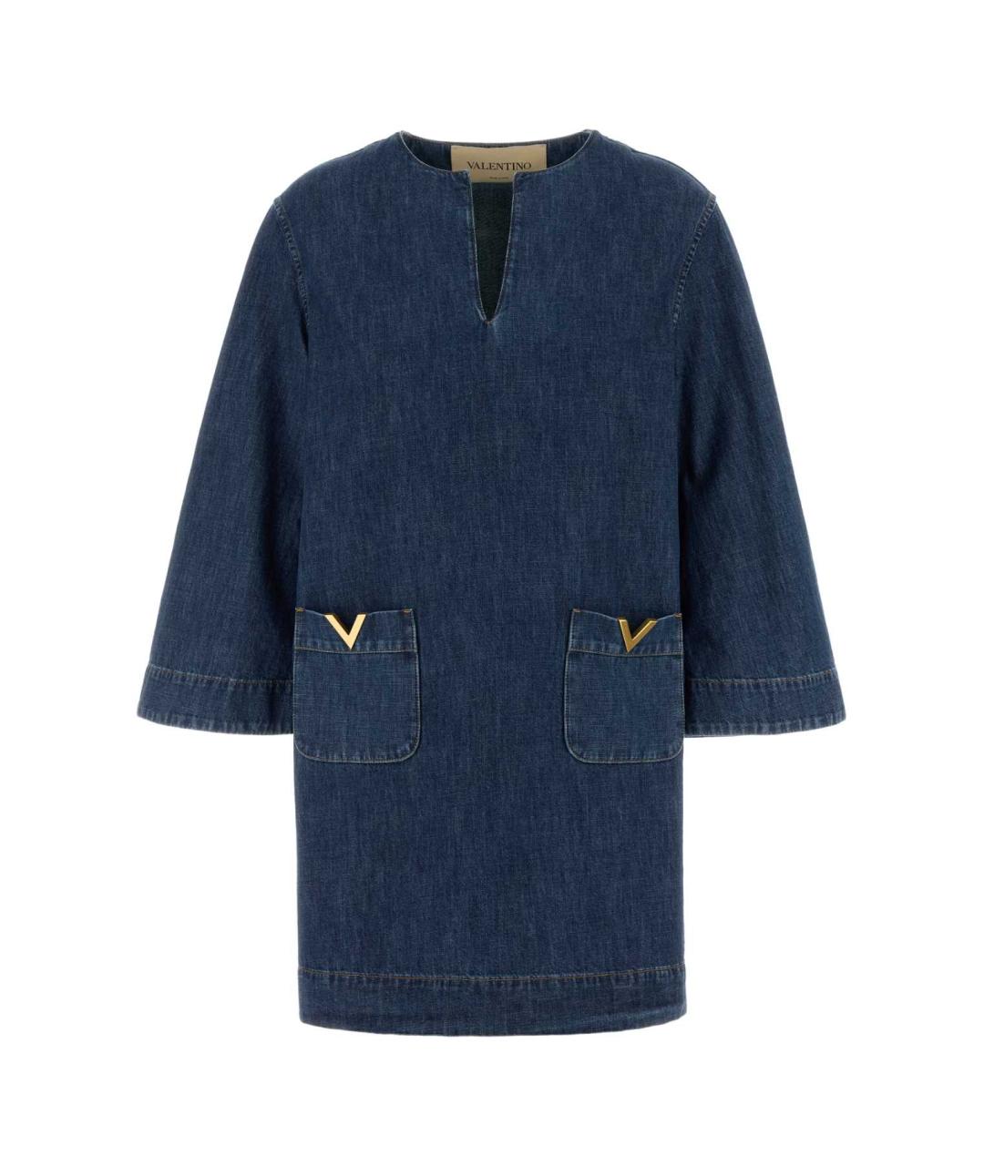 VALENTINO Синее хлопковое повседневное платье, фото 1