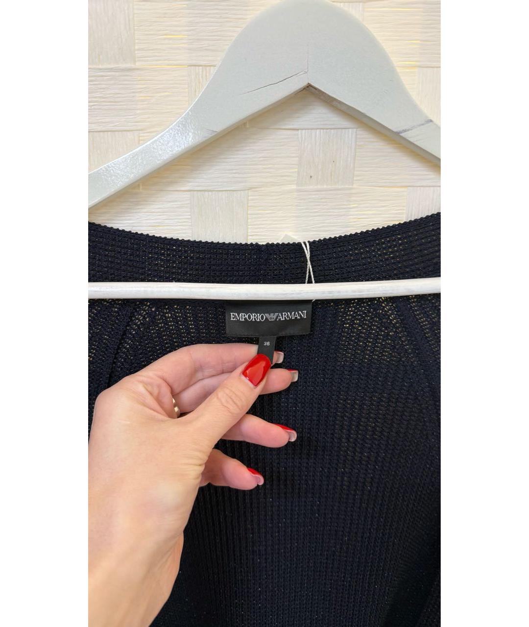 EMPORIO ARMANI Темно-синий вискозный кардиган, фото 4