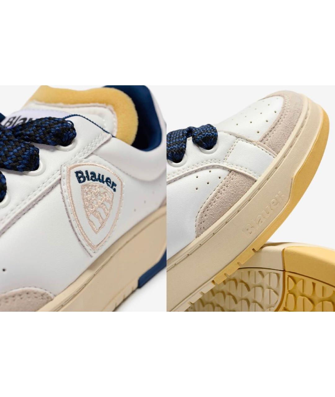 BLAUER Белые кожаные низкие кроссовки / кеды, фото 8