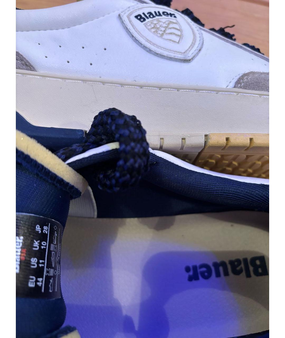BLAUER Белые кожаные низкие кроссовки / кеды, фото 7
