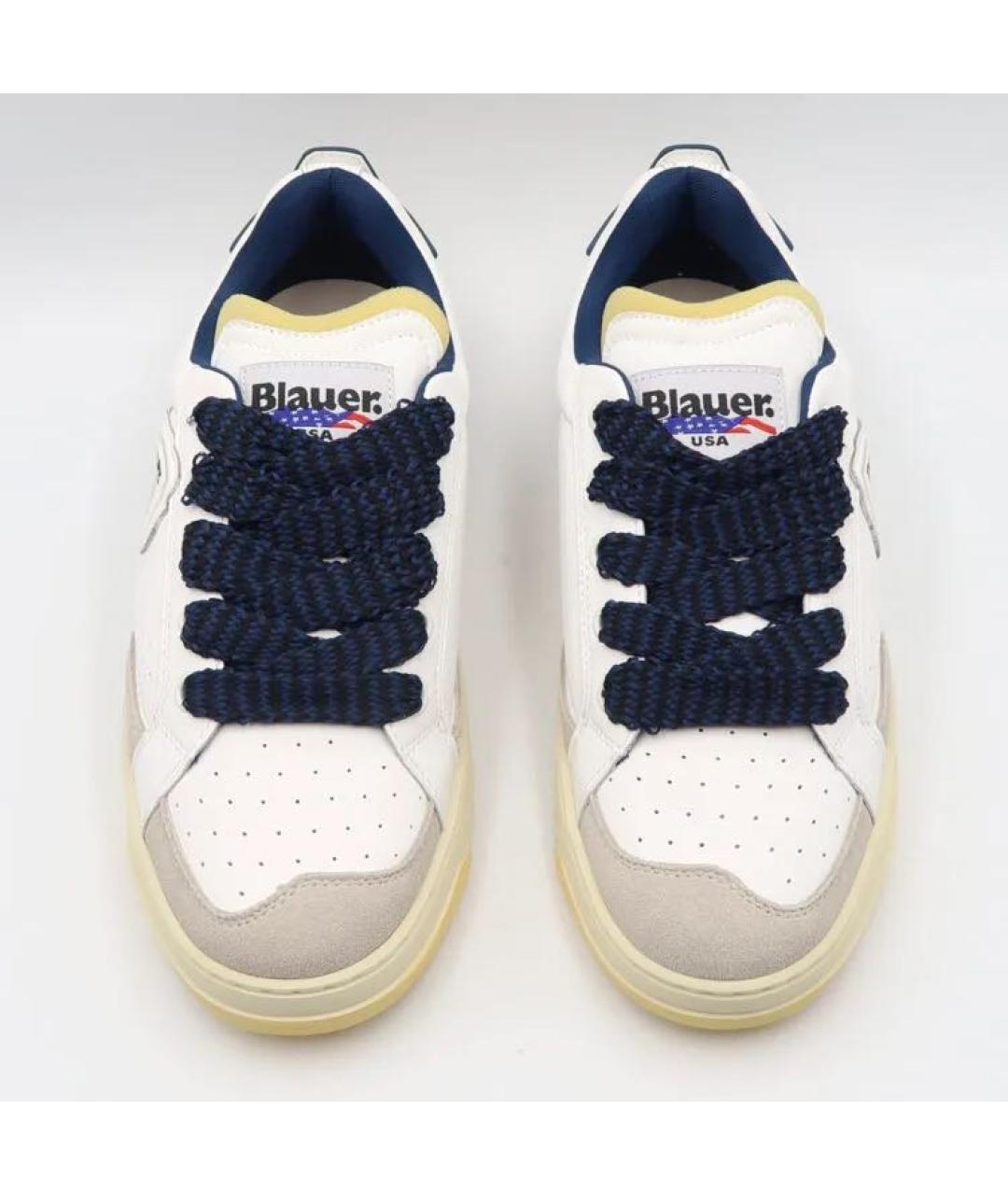 BLAUER Белые кожаные низкие кроссовки / кеды, фото 3