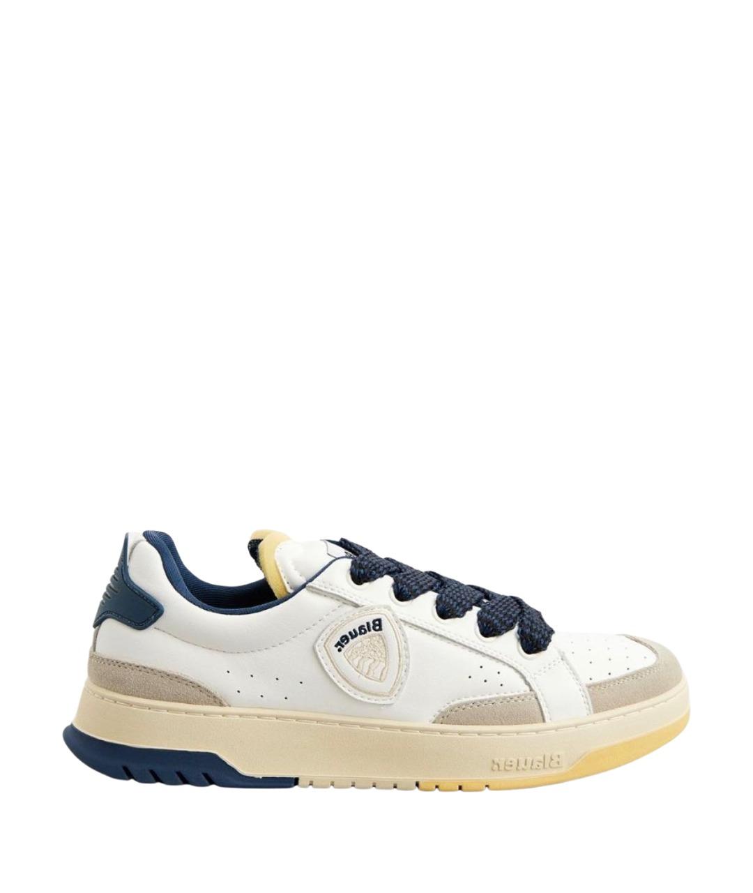 BLAUER Белые кожаные низкие кроссовки / кеды, фото 1