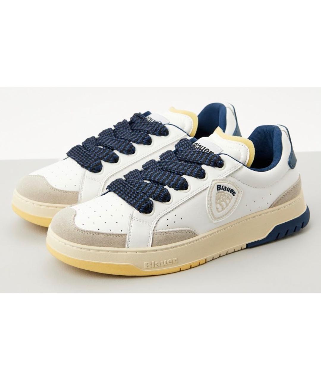 BLAUER Белые кожаные низкие кроссовки / кеды, фото 2