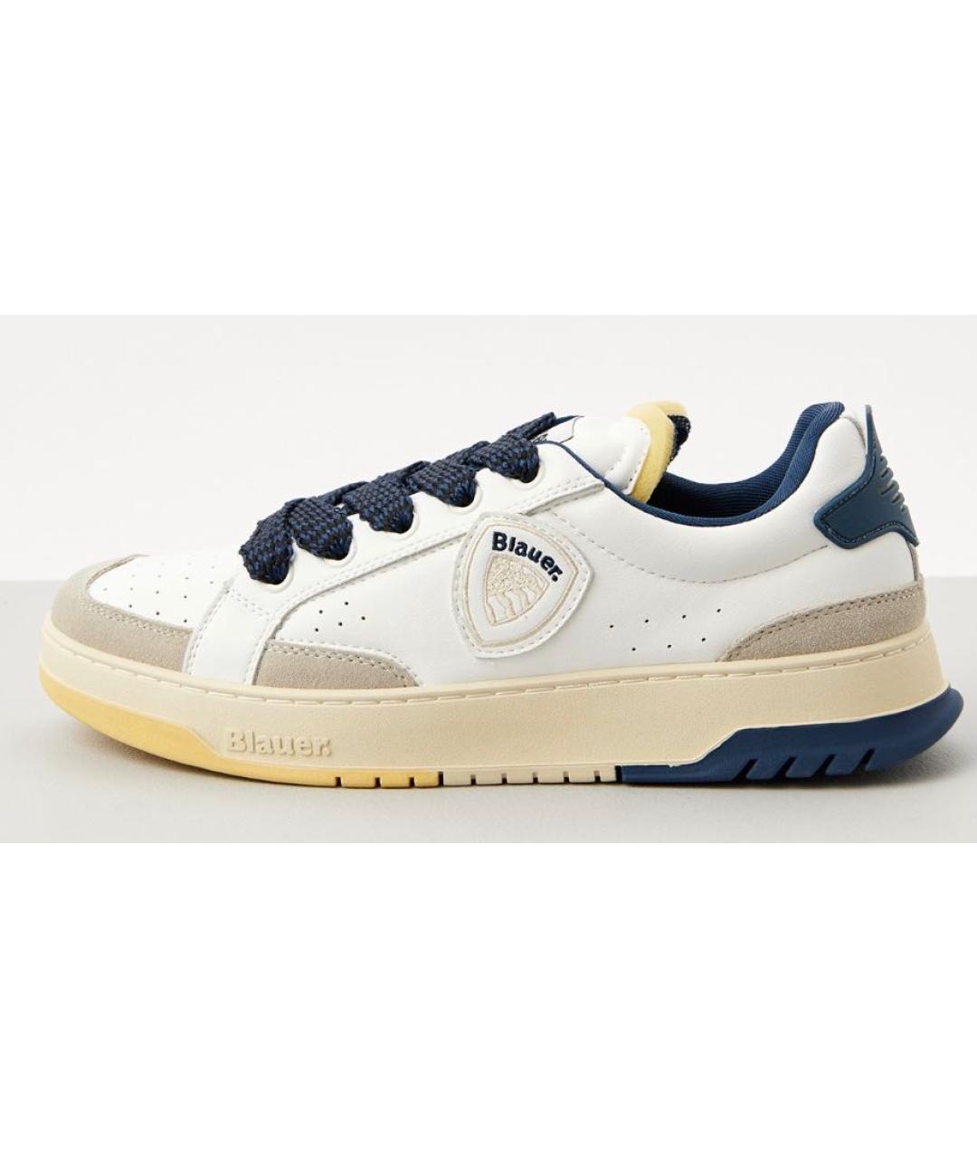 BLAUER Белые кожаные низкие кроссовки / кеды, фото 9