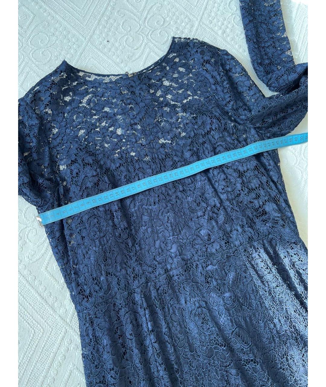 DOLCE&GABBANA Темно-синее кружевное вечернее платье, фото 8