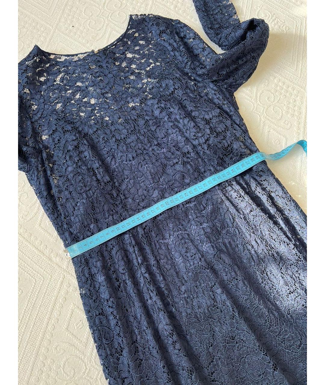 DOLCE&GABBANA Темно-синее кружевное вечернее платье, фото 6