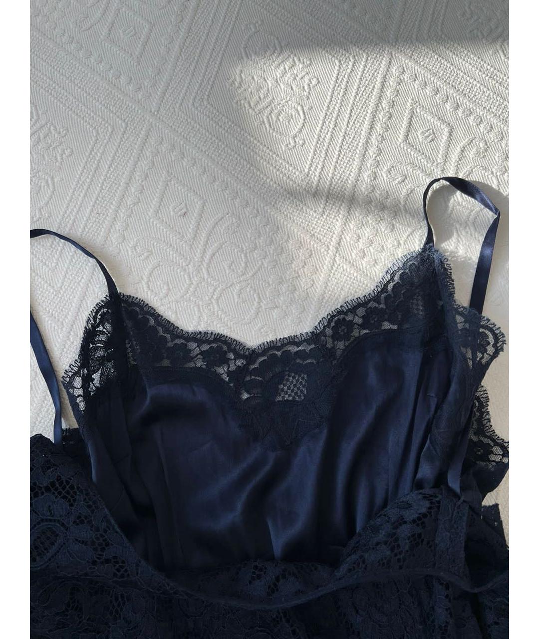 DOLCE&GABBANA Темно-синее кружевное вечернее платье, фото 5