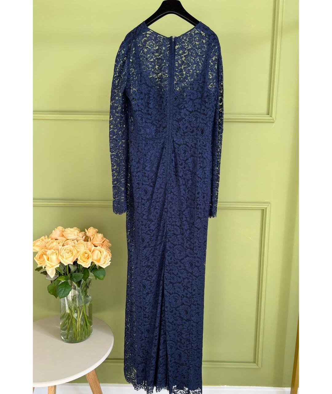 DOLCE&GABBANA Темно-синее кружевное вечернее платье, фото 2